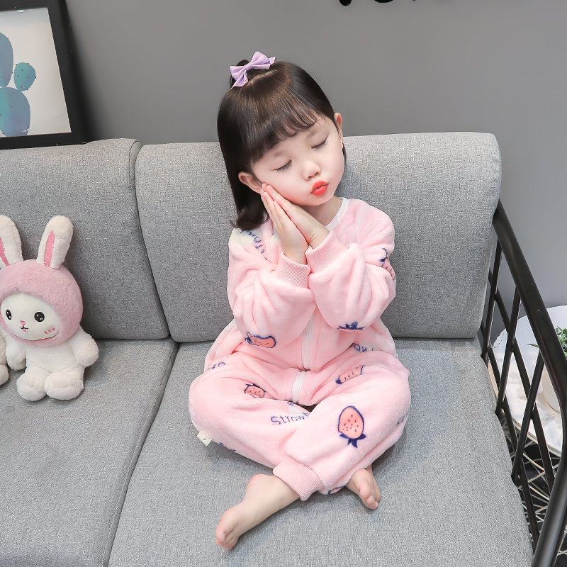 秋冬季法兰绒连体衣卡通加厚爬服