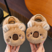 卡皮巴拉男女童卡通可爱防滑保暖室内居家软底拖鞋 冬季 儿童棉拖鞋
