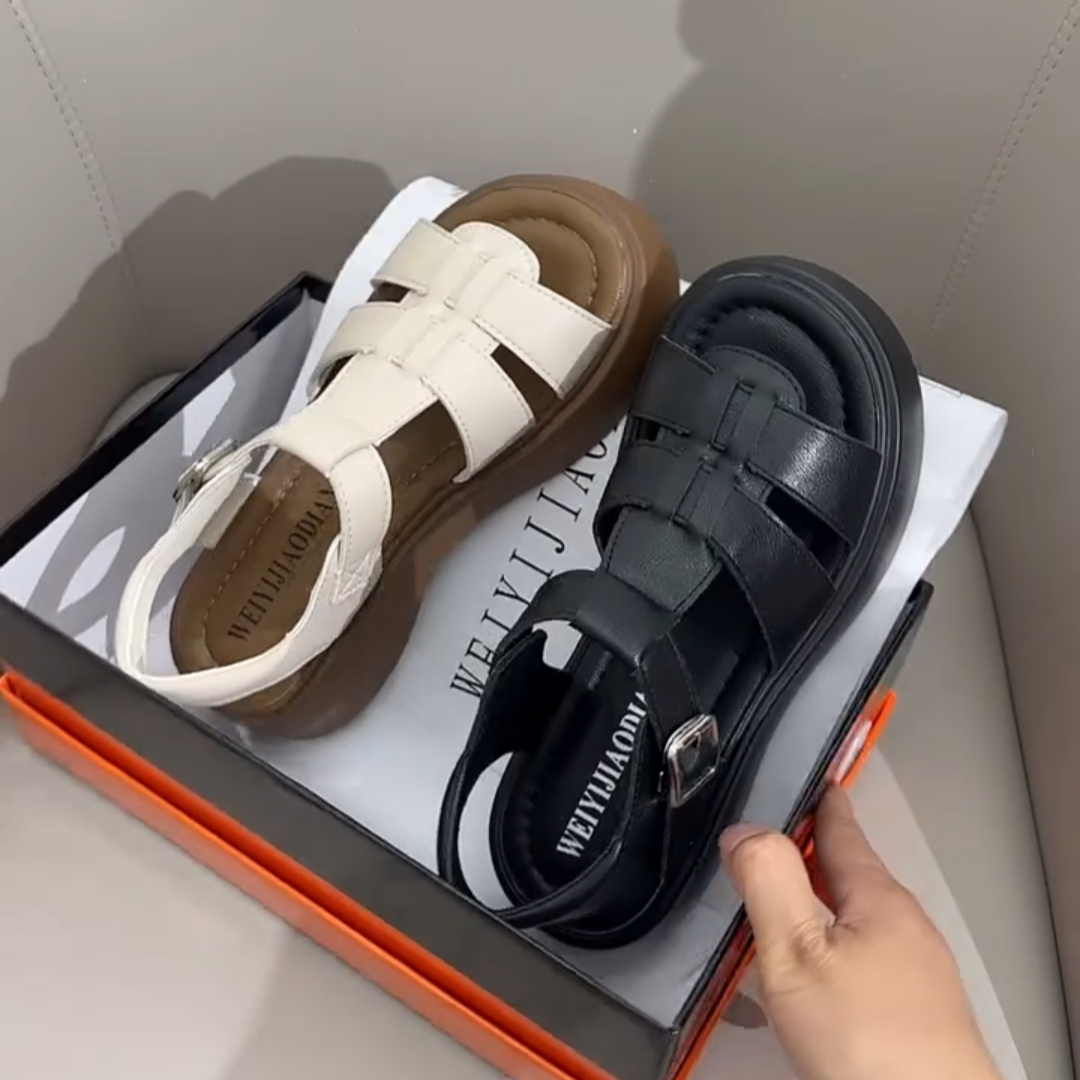 厚底编织罗马凉鞋女2025夏季新款时尚配裙子简约舒适显瘦沙滩凉鞋