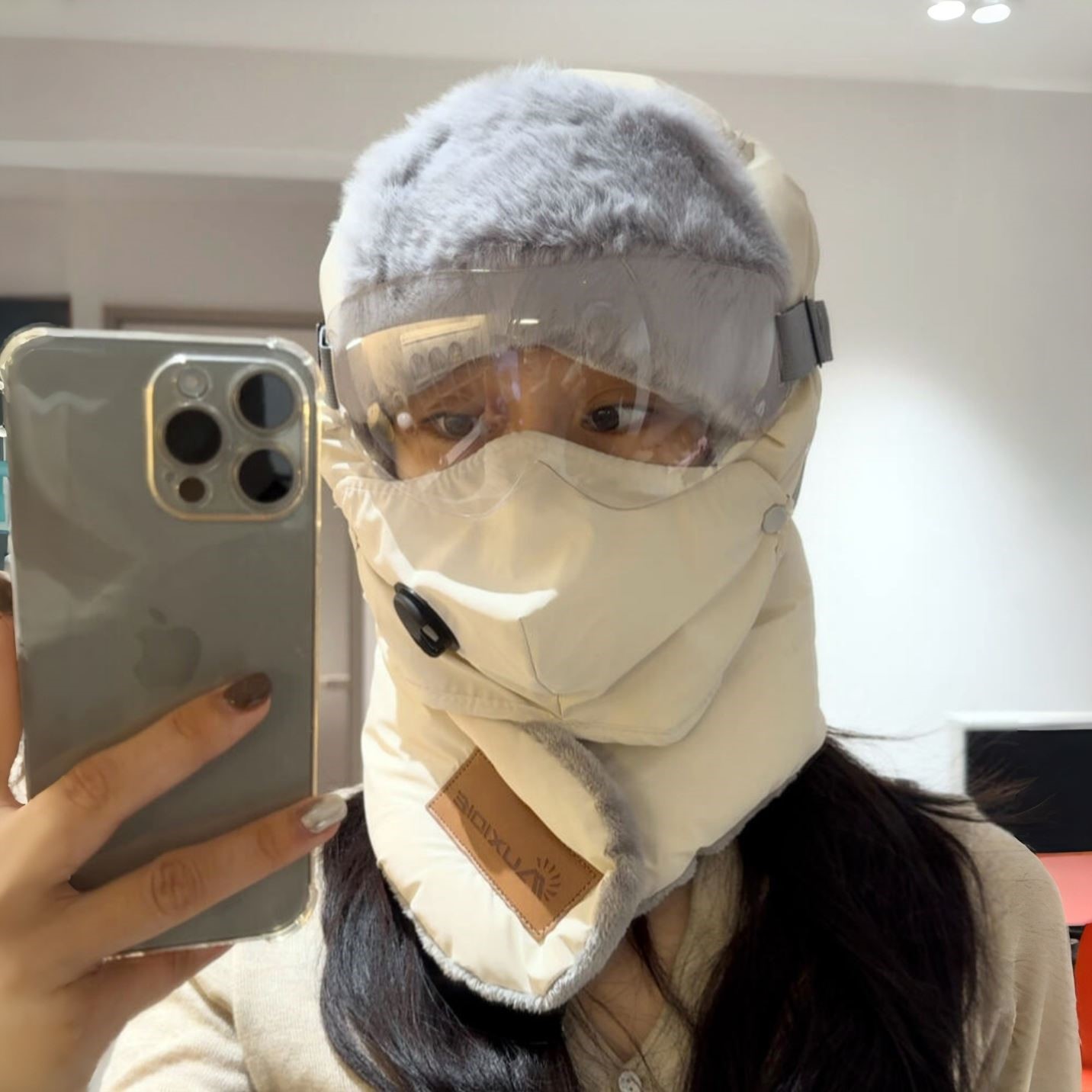 雷锋帽女冬天防风帽加绒防寒棉帽挡风面罩男骑车保暖防雨头套帽