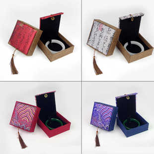 麻布流苏锦盒手串念珠盒108佛珠首饰珠宝盒古玩手镯手串包装盒子