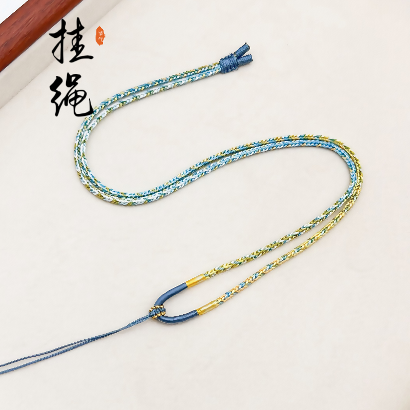 手工编织段染八股可调节女士项链挂绳翡翠玛瑙吊坠锁骨绳挂脖饰品