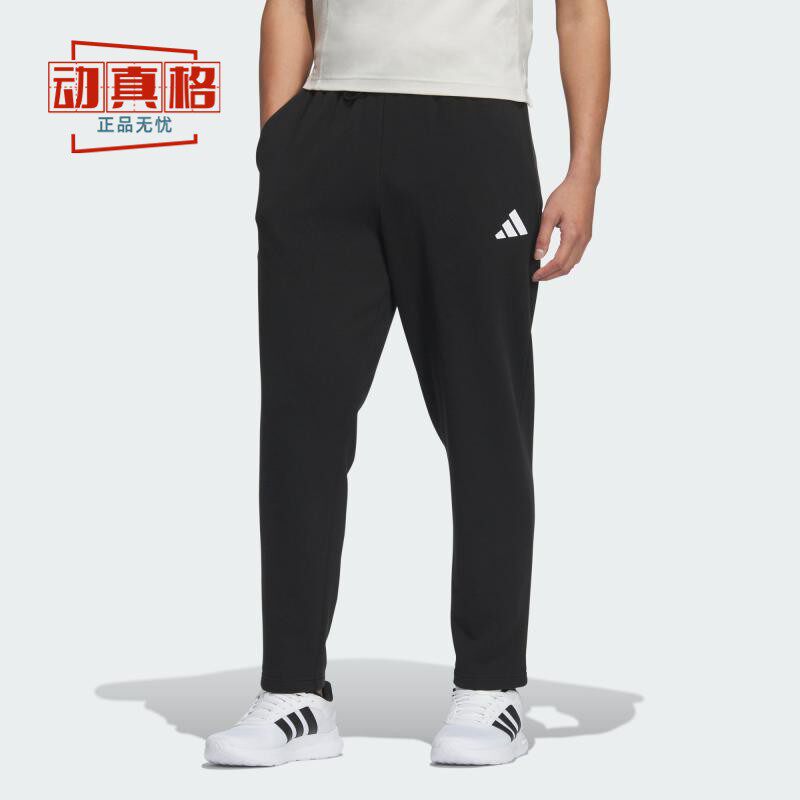 阿迪达斯男裤2025春季新款纯棉针织透气直筒运动宽松休闲裤JZ2149