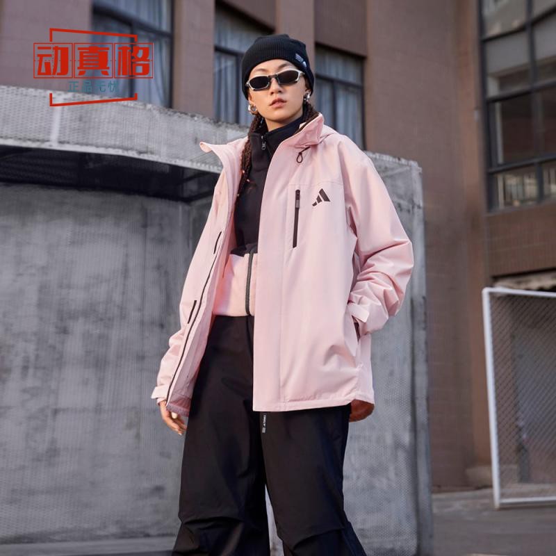 阿迪达斯男女装2024冬三合一加绒户外抗风连帽外套JM9143 JW1650