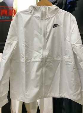 正品耐克外套女子防风防晒衣运动休闲梭织连帽夹克夏款DM6180-100