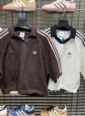 阿迪达斯2026夏女子CROCHET POLO翻领针织短袖T恤KC6490-KE0198
