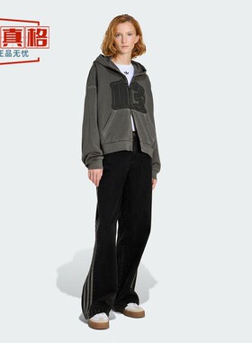 Adidas阿迪达斯女2025冬季新款运动舒适拉链连帽夹克外套 KE3302