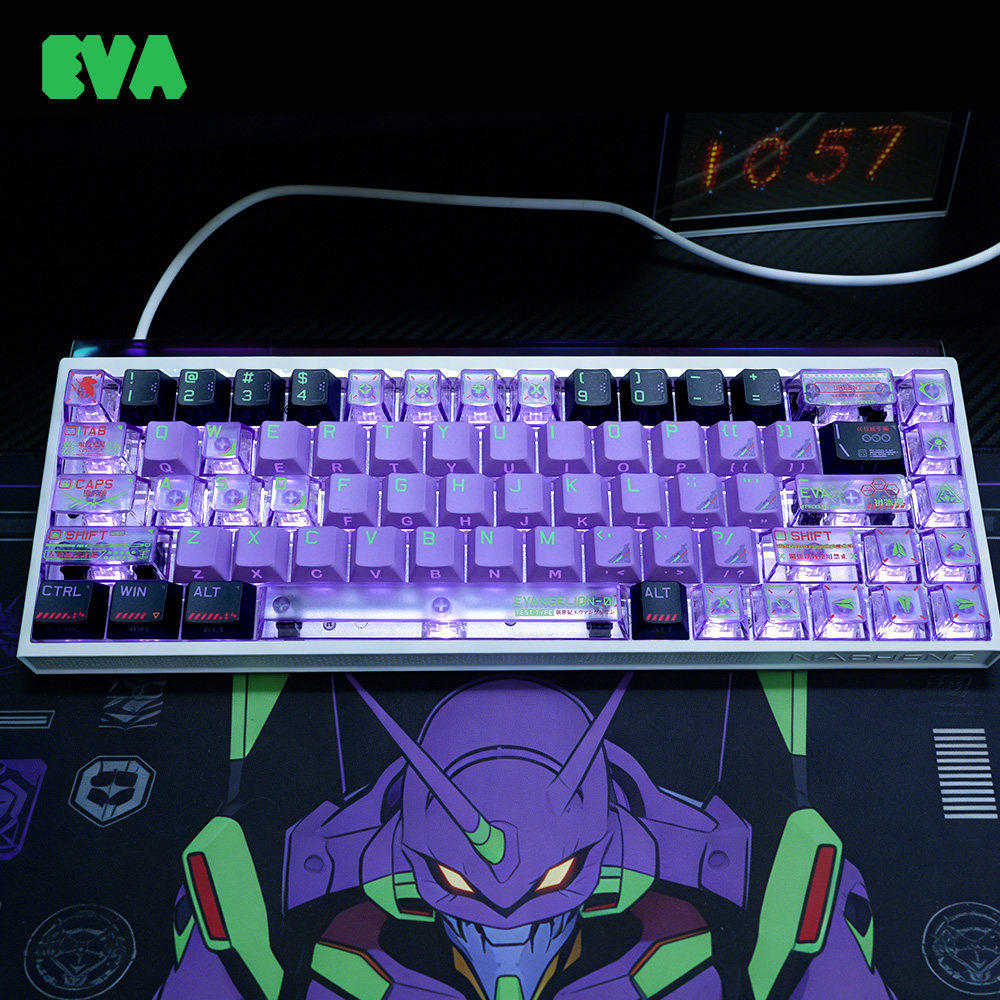 初号机EVA键帽原厂PBT透光PC个性适磁轴机械键盘ev63made68迈从60