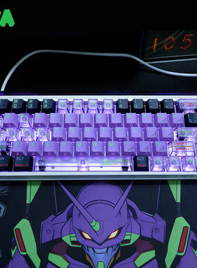 初号机EVA键帽原厂PBT透光PC个性适磁轴机械键盘ev63made68迈从60