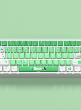 贤者圣祈主题键帽绿色系原厂侧刻透光PBT适配磁轴机械键盘68Ace60