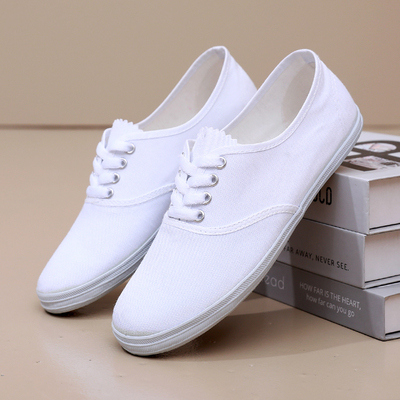 白球鞋男女款帆布鞋小白鞋体操表演舞蹈鞋鞋晨练护士工作鞋白布鞋