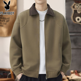 花花公子高端夹克外套男士2025新款秋冬季雅痞风商务休闲翻领衣服