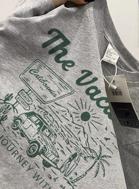 海外订单外贸出口~大牌原单韩版纯棉短袖t恤男女夏季半袖灰色上衣