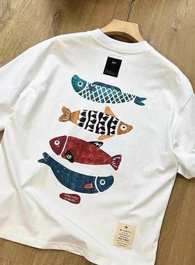 海外订单外贸撤回尾货~清仓捡漏国潮重磅纯棉短袖t恤男女夏季上衣