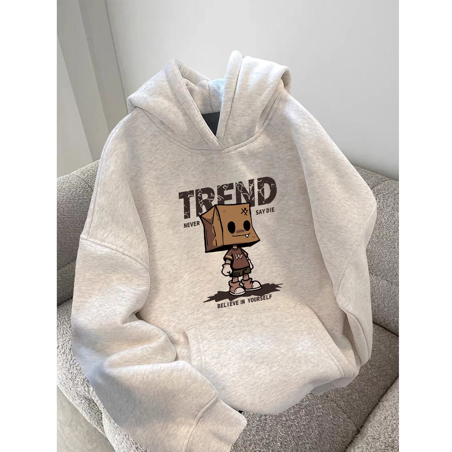 港风潮牌连帽加绒加厚卫衣