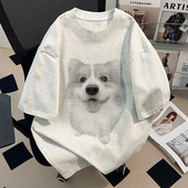 百搭半袖 t恤男女夏装 上衣 清仓斑点小狗纯棉短袖 品牌出口外贸专柜