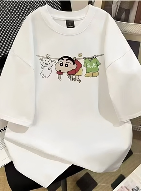 品牌外贸出口~清仓撤回美式卡通重磅纯棉短袖t恤男女夏季白色上衣