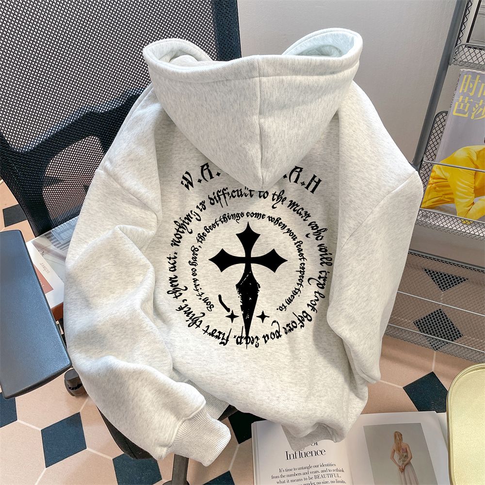 港风潮牌简约百搭宽松连帽卫衣