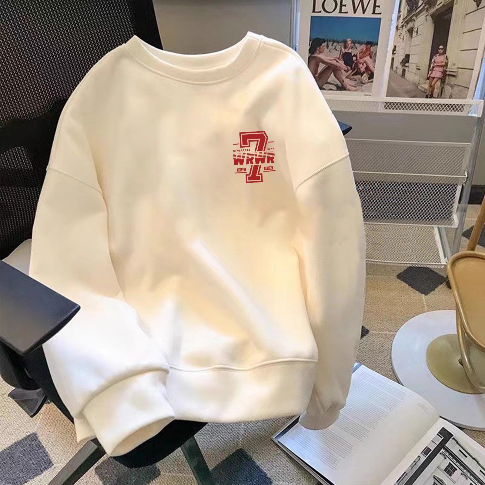 品牌出口外贸撤回尾货~韩版宽松大码圆领卫衣男女秋冬休闲上衣服