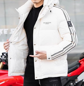 欧货高端冬季男士连帽羽绒服潮流修身白鸭绒保暖外套休闲时尚夹克