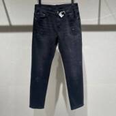 刺绣黑灰色弹力休闲长裤 欧洲站秋季 子 小脚修身 潮流时尚 男士 牛仔裤