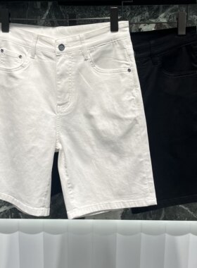 欧货高端夏季男士牛仔短裤小直筒修身潮牌五分裤休闲弹力百搭中裤