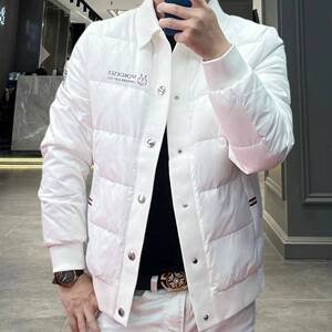 欧洲站秋冬季男士羽绒服轻薄款潮牌修身帅气休闲外套时尚保暖夹克