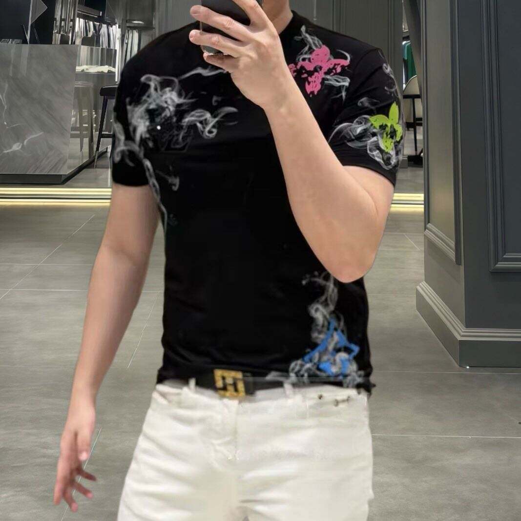 欧货高端夏季男士短袖t恤丝光棉T