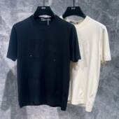 打底针织衫 2025夏季 休闲凉T t恤高端潮流字母修身 薄款 男士 冰丝短袖