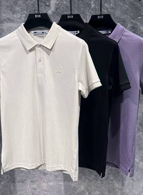 欧货高端夏季男士短袖t恤翻领polo衫潮牌时尚修身带领上衣休闲棉T
