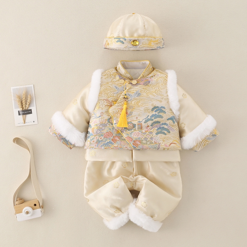 宝宝一周岁礼服套装男女宝宝唐装