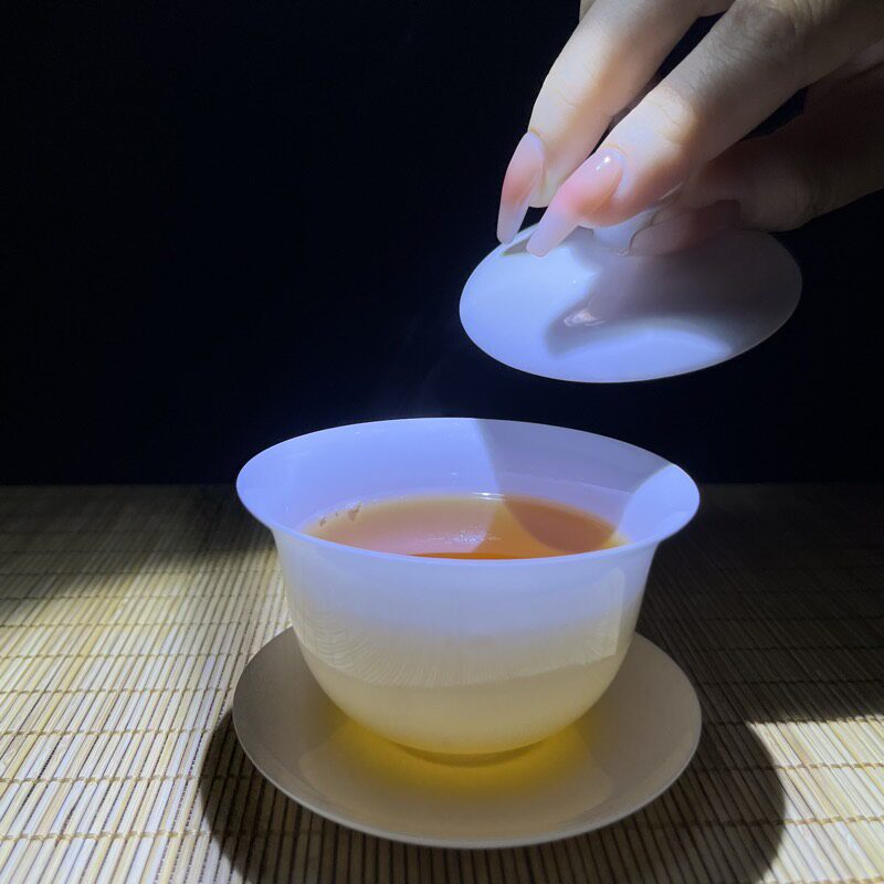 潮州功夫茶杯小号差距高骨瓷高档特薄茶具不烫手盖碗超薄玉兰杯