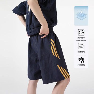 美式篮球伞兵运动短裤男速干夏季潮牌山系工装条纹五分中裤衩潮牌