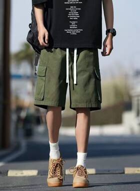 美式街头多口袋工装短裤男潮牌宽松阔腿休闲百搭五分裤中裤子chic