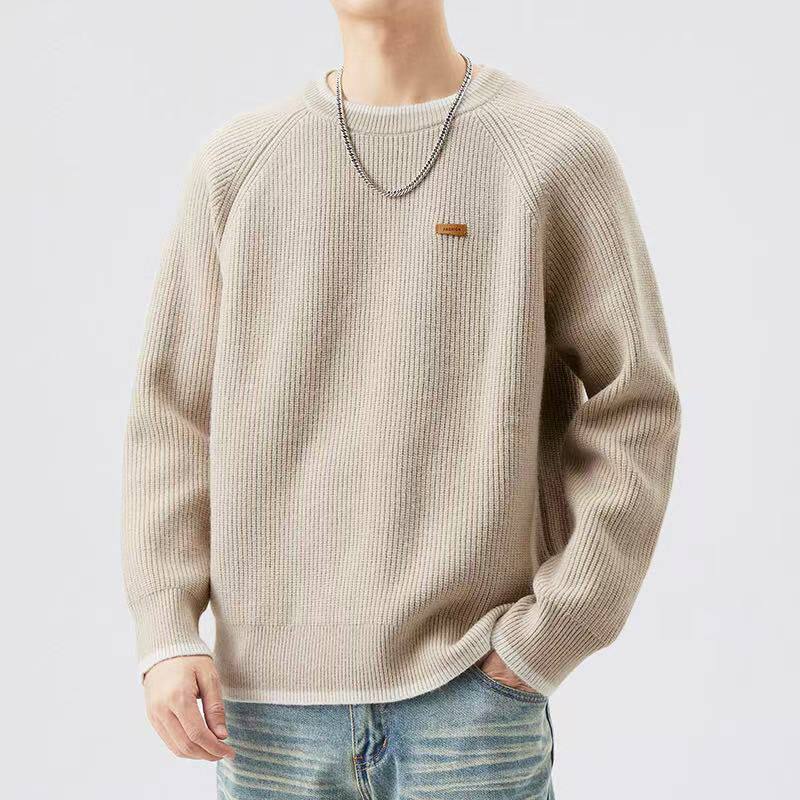 假两件毛衣男冬季宽松大码胖子内搭针织衫潮流慵懒风加厚线衣外套