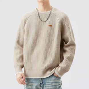 假两件毛衣男冬季宽松大码胖子内搭针织衫潮流慵懒风加厚线衣外套