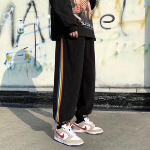 羊羔绒裤子男高街ins潮东北大棉裤美式oversize卫裤秋冬加绒加厚