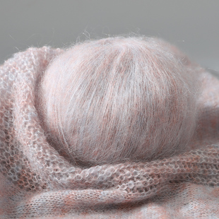 高端真丝马海毛毛线细线马海毛羊绒毛线配线围巾披肩钩织细毛线团