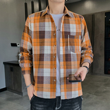 2024秋冬新款长袖青年学生格子衬衫衬衣男222-3p28，男装衬衫，星座222