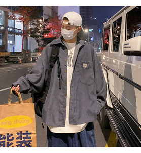 2024春秋季港风灯芯绒夹克外套长袖韩版工装衬衫宽松衬衣男女222-图片