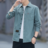 加绒长袖衬衫男冬季休闲时尚翻领工装百搭衬衣长期款加绒H6007，男装衬衫，星座222