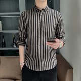 衬衫男长袖2024春秋韩版潮流休闲百搭外套帅气打底条纹衬衣潮，男装衬衫，星座222