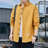 2024春秋款港风工装衬衫男长袖纯棉衬衣外套日系男装潮，男装衬衫，星座222