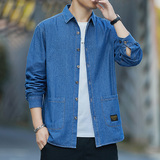 2022外套男士100纯棉牛仔衣长袖衬衫新款潮流帅气港风休闲，男装衬衫，星座222