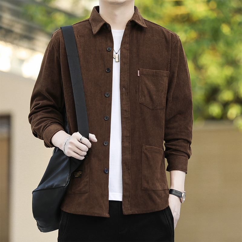 2024秋季宽松灯芯绒外套男大码港风boy休闲潮流衬衫6020-P38，男装衬衫，星座222