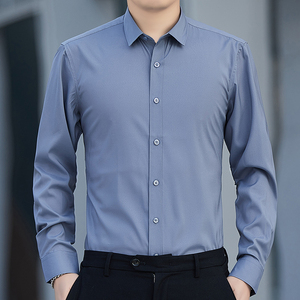高端衬衫男商务休闲正装免烫职业纯色衬衣白色高档修身男装秋春季图片
