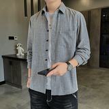 2024春秋季型新款男衬衣韩版修身青年纯色百搭长袖棉麻衬衫，男装衬衫，星座222