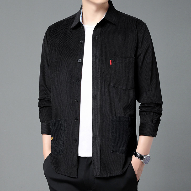 光影墙灯芯绒长袖衬衫男秋季新款衬衣外套休闲上衣服222-3-CS6020,男装衬衫,星座222