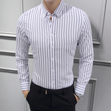 男士长袖衬衫条纹外套上衣服韩版潮流男装寸衬衣帅气休闲衫春秋装，男装衬衫，星座222