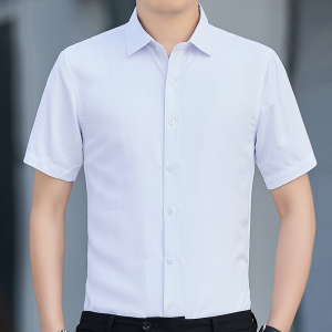 纯色衫男短袖夏季抗皱夜场足疗店工作服竹纤维衬衣职业套装图片